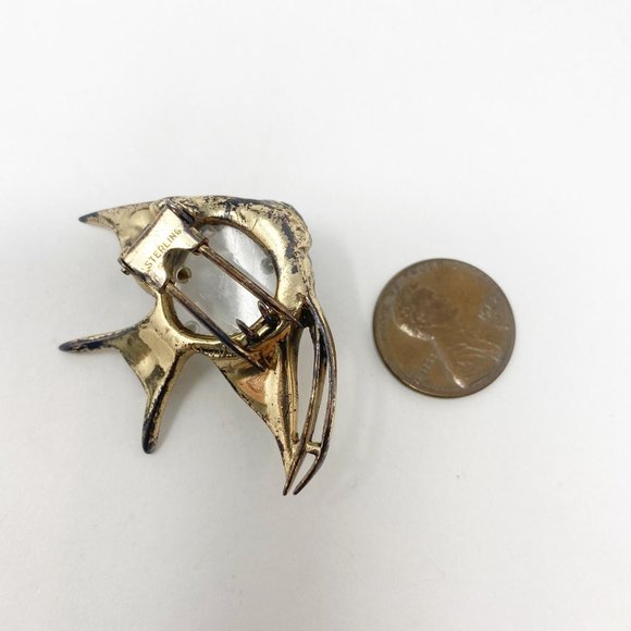 555 vintage Coro Sterling Jelly Belly Fish Brooch / Pin / Fur Clip - Picture 5 of 7